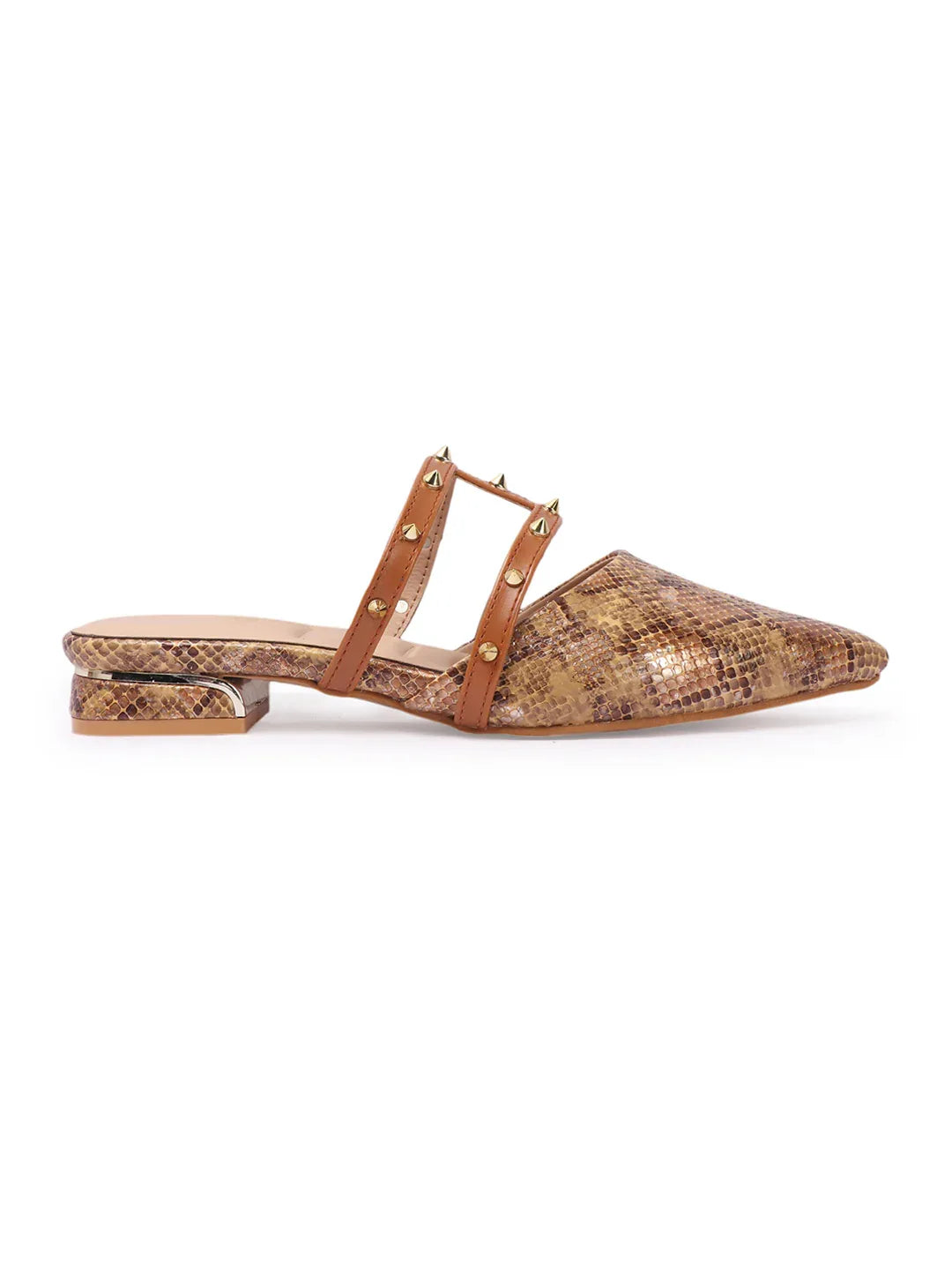Trendy Stud Embellished Pointed Toe Mules