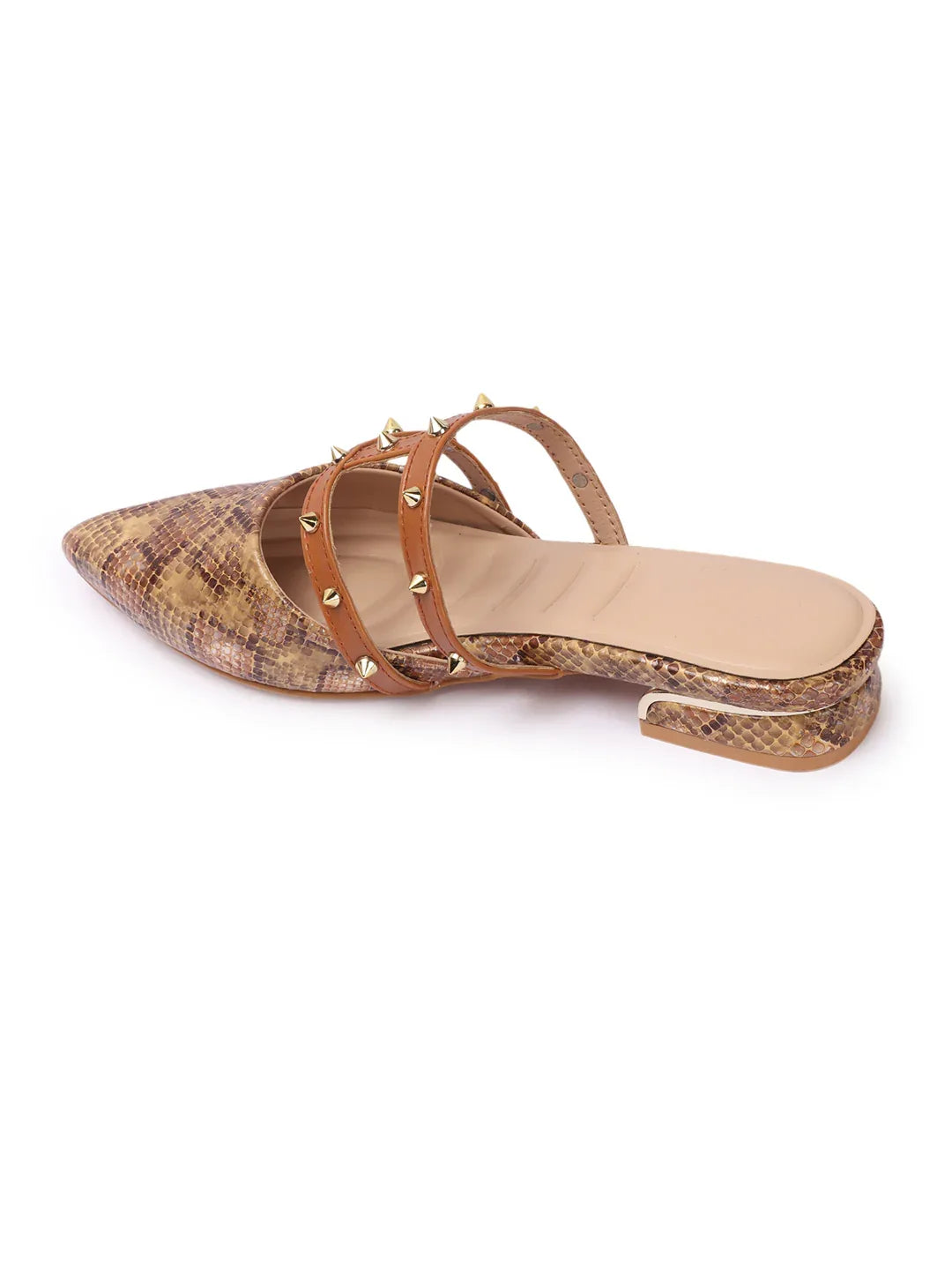 Trendy Stud Embellished Pointed Toe Mules