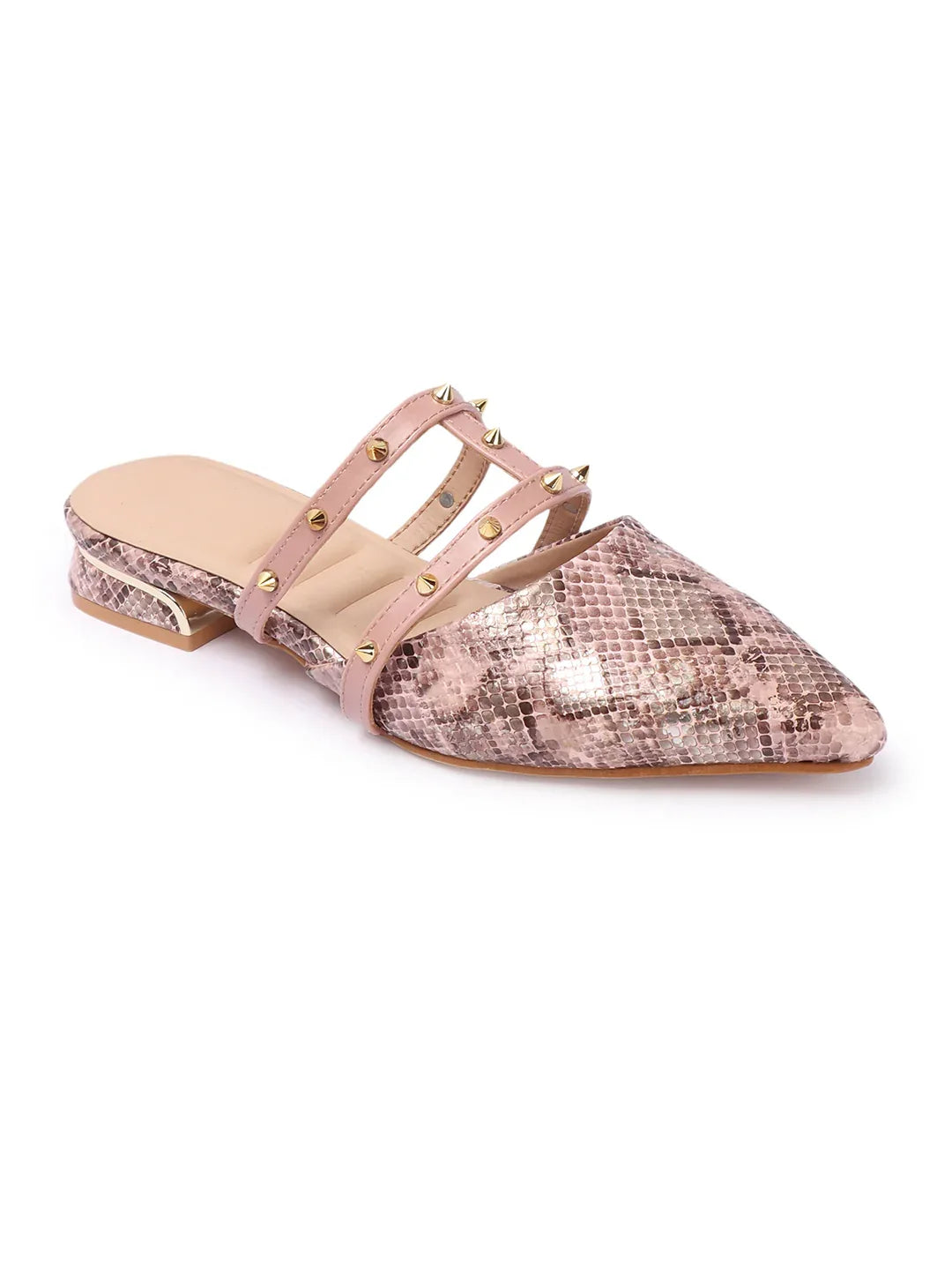 Trendy Stud Embellished Pointed Toe Mules
