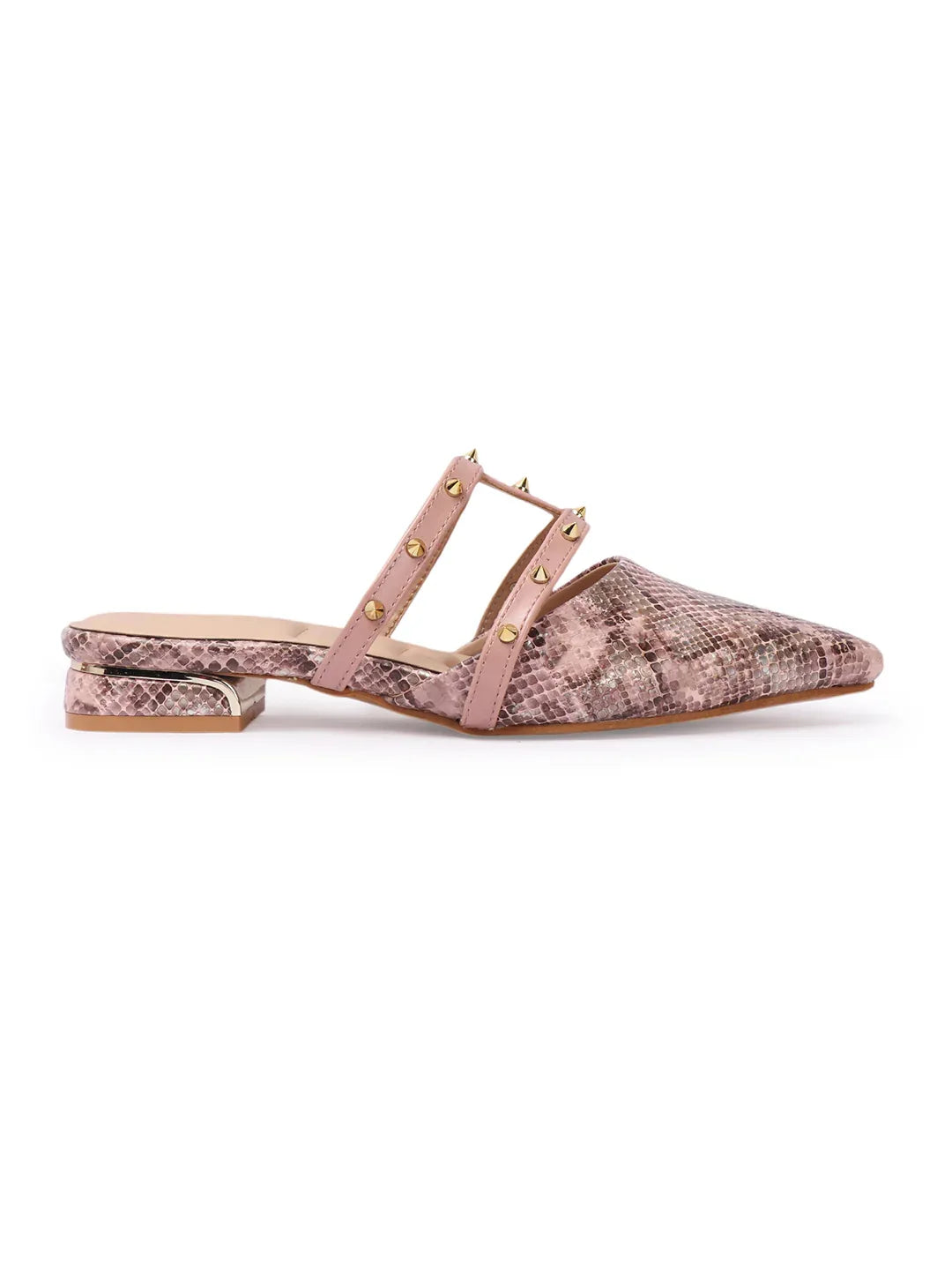 Trendy Stud Embellished Pointed Toe Mules