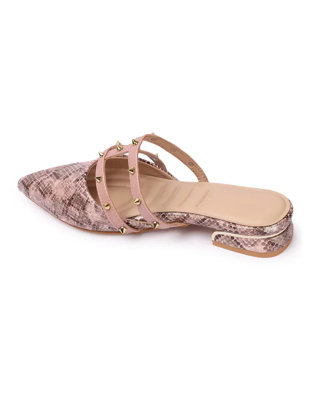 Trendy Stud Embellished Pointed Toe Mules