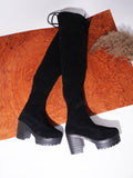 Women’s Black Faux Suede Knee-High Boots