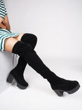 Women’s Black Faux Suede Knee-High Boots