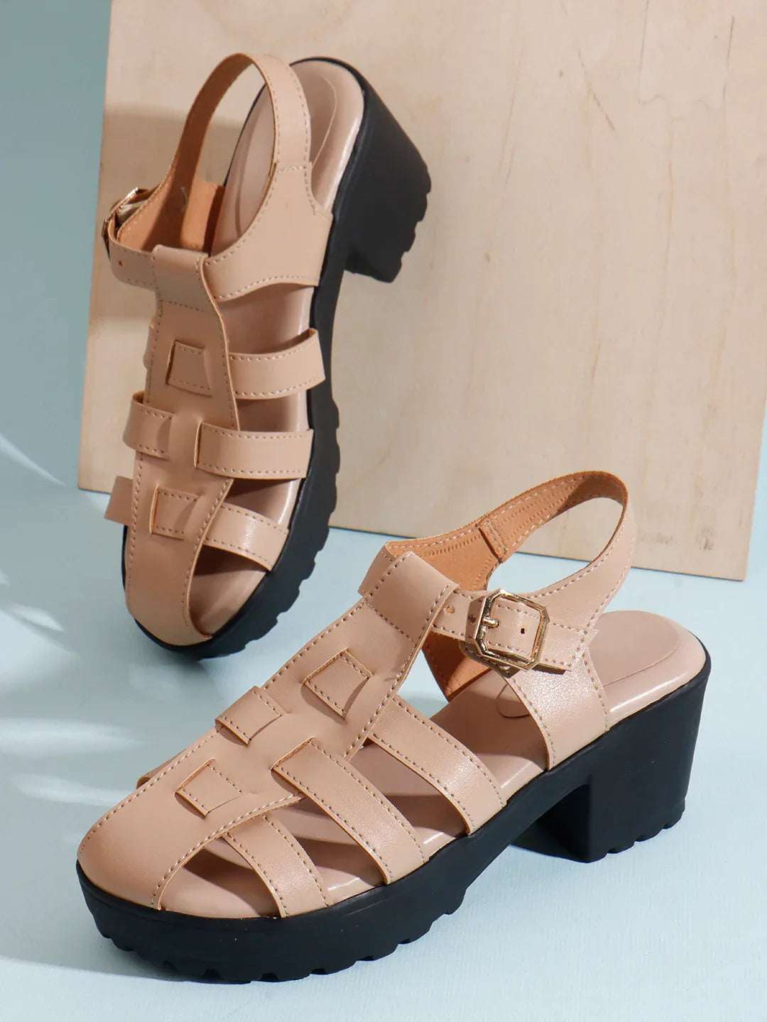 Bold Multi-Strap Casual Heels