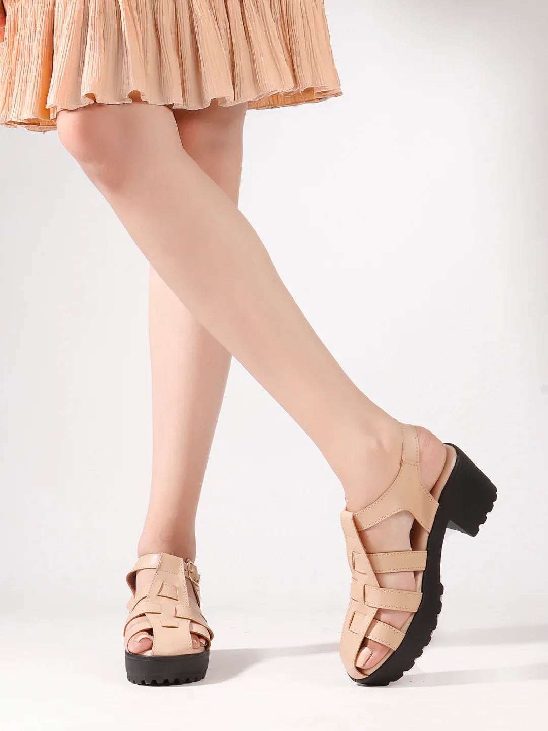 Bold Multi-Strap Casual Heels