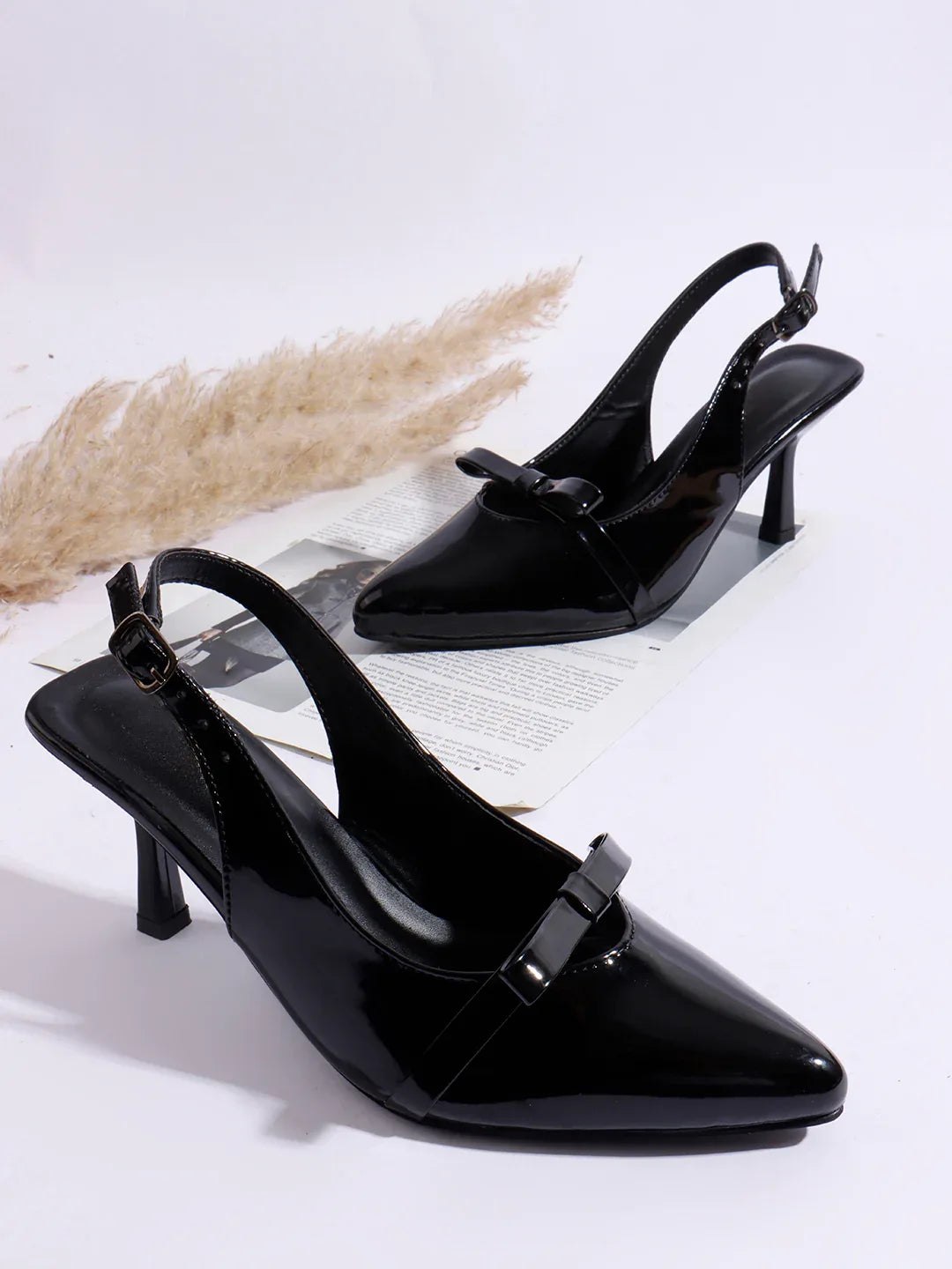 Classic Slingback Heels with Bow Detail