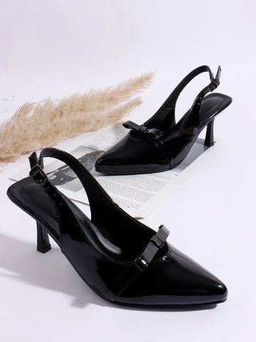 Classic Slingback Heels with Bow Detail