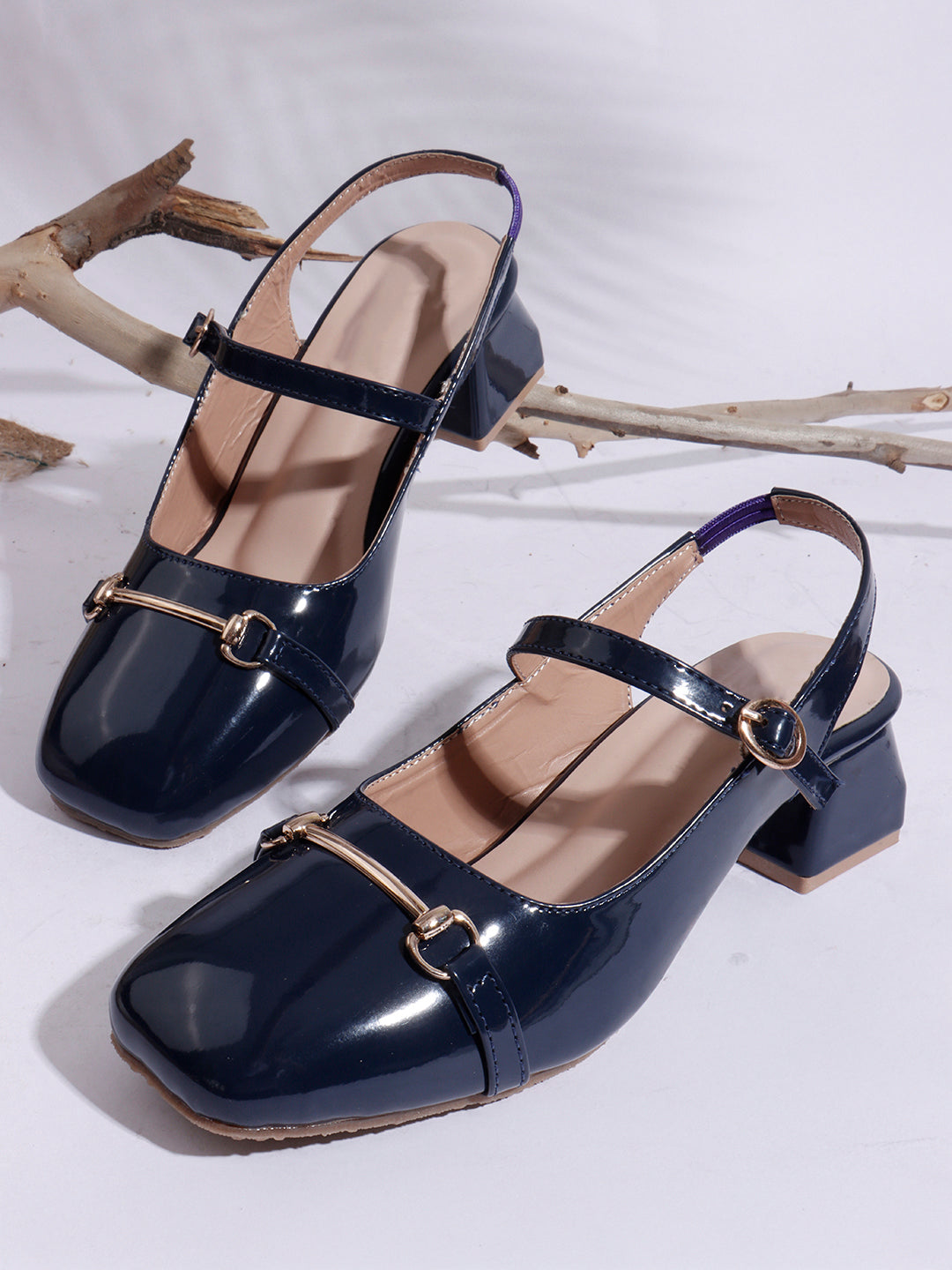 Classic Patent Strap Mid Heel Pumps