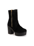 Women’s Black Party Wear Ankle Boots with Chunky Heel