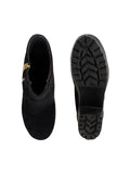 Women’s Black Party Wear Ankle Boots with Chunky Heel