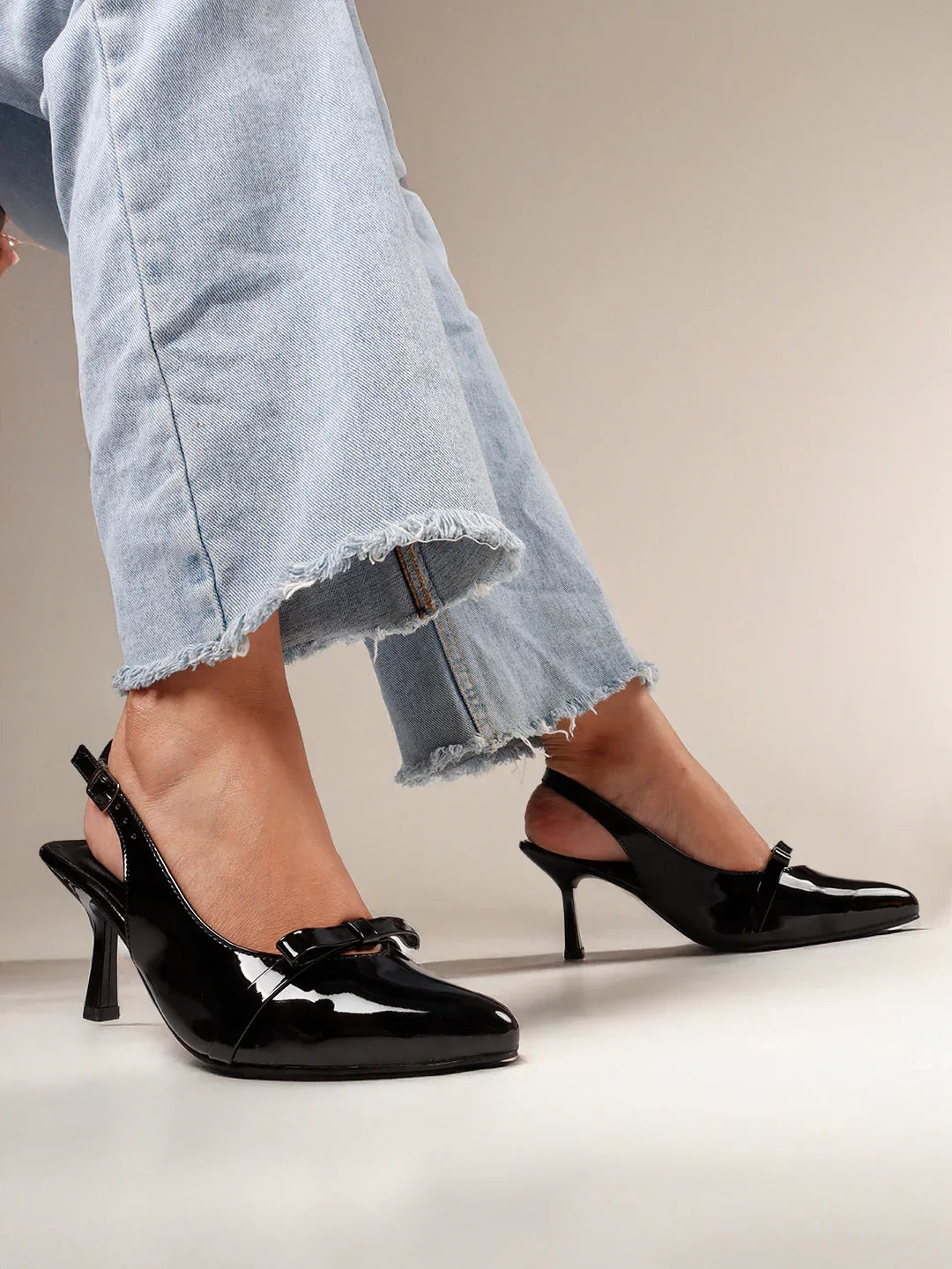 Classic Slingback Heels with Bow Detail