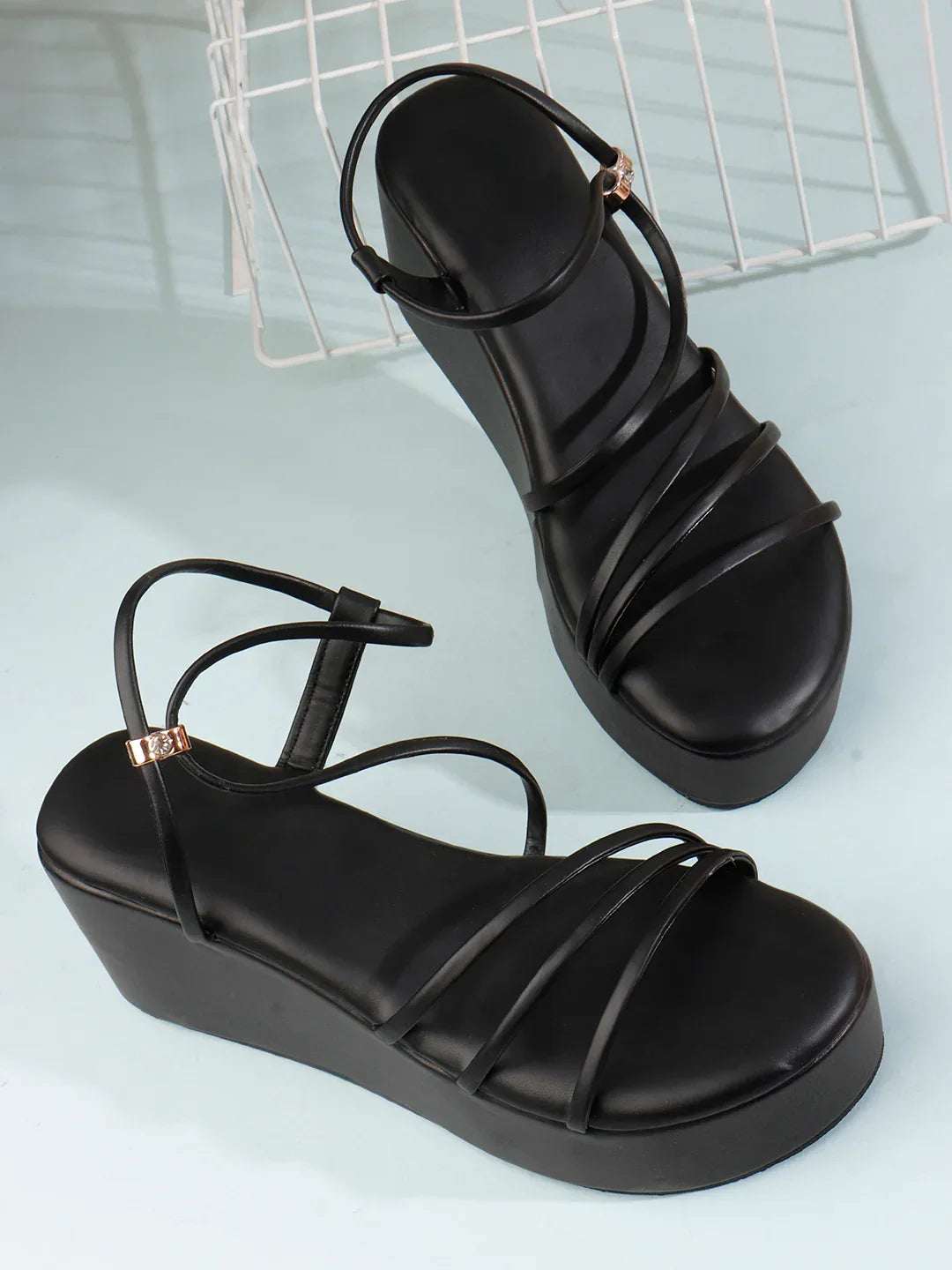 Stylish Multi-Strap Wedges Heel Sandals