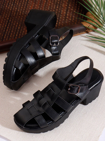 Bold Multi-Strap Casual Heels