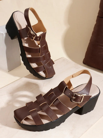 Bold Multi-Strap Casual Heels
