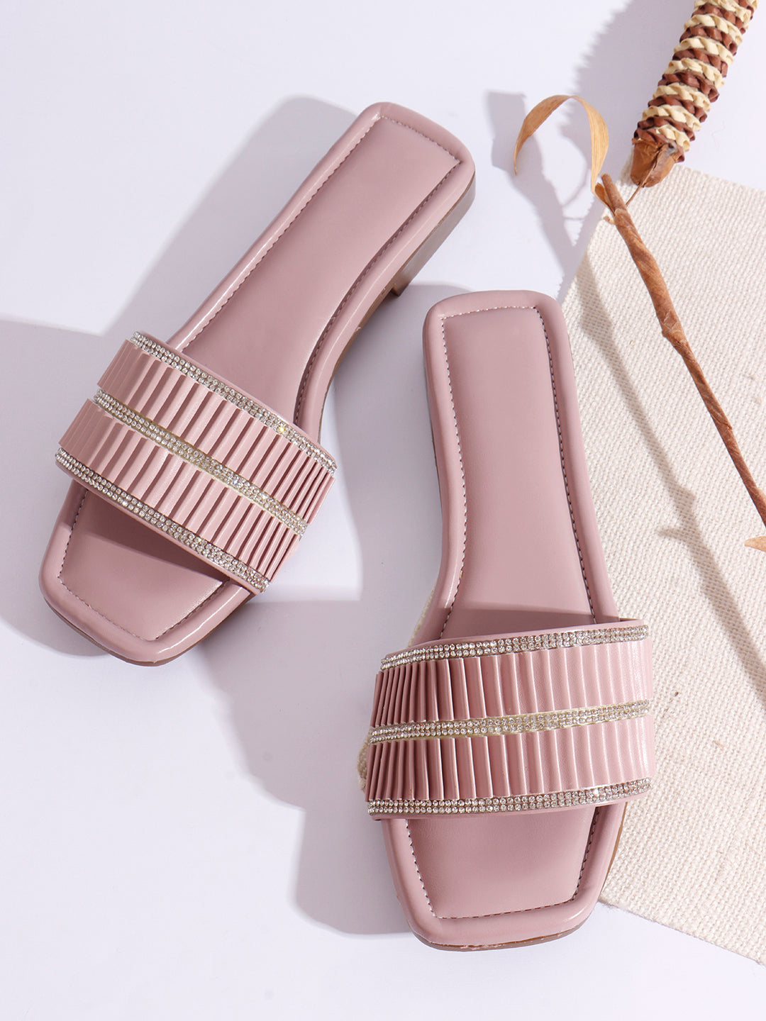 Crystal Band Square-Toe Flats