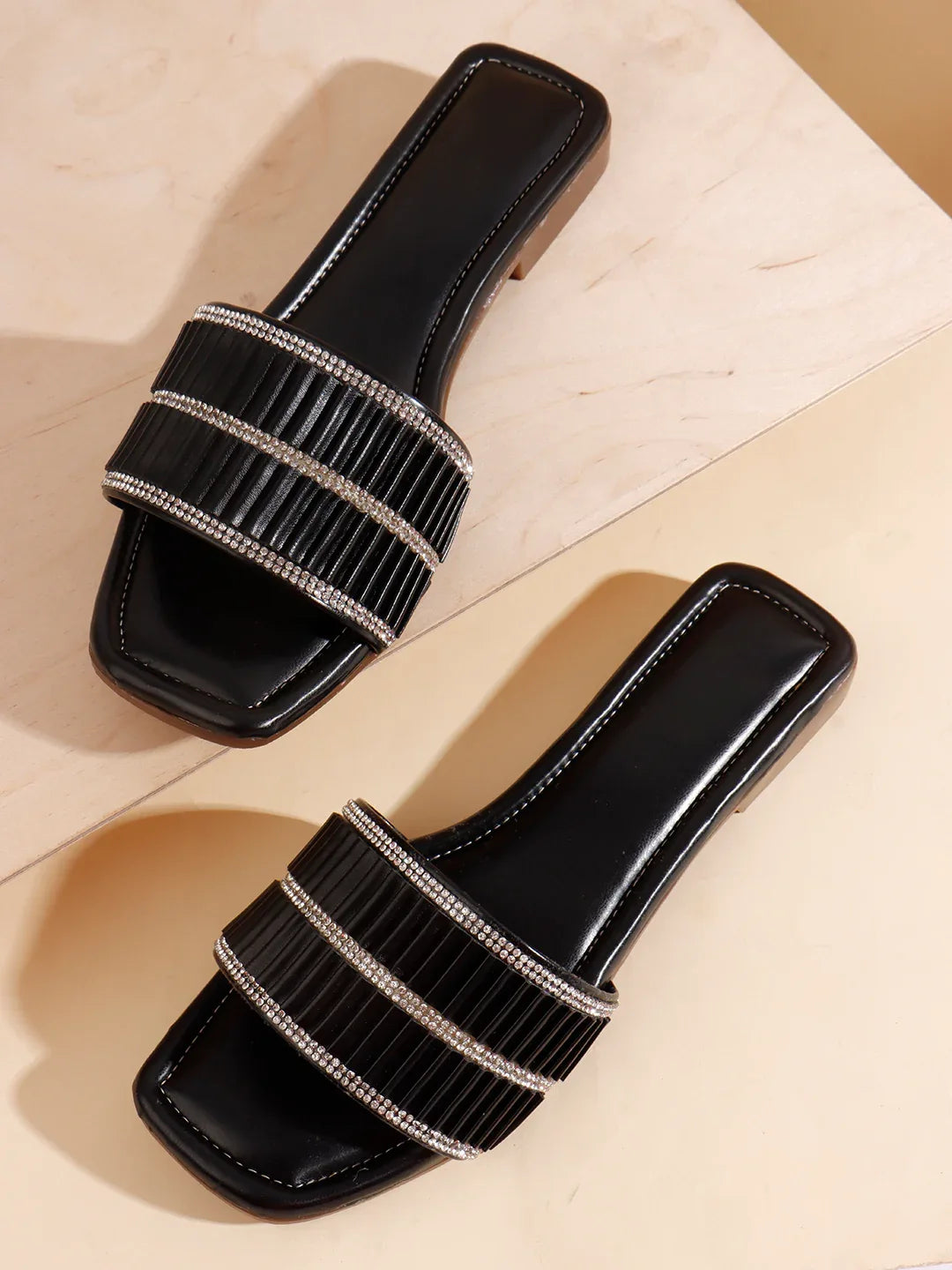 Crystal Band Square-Toe Flats