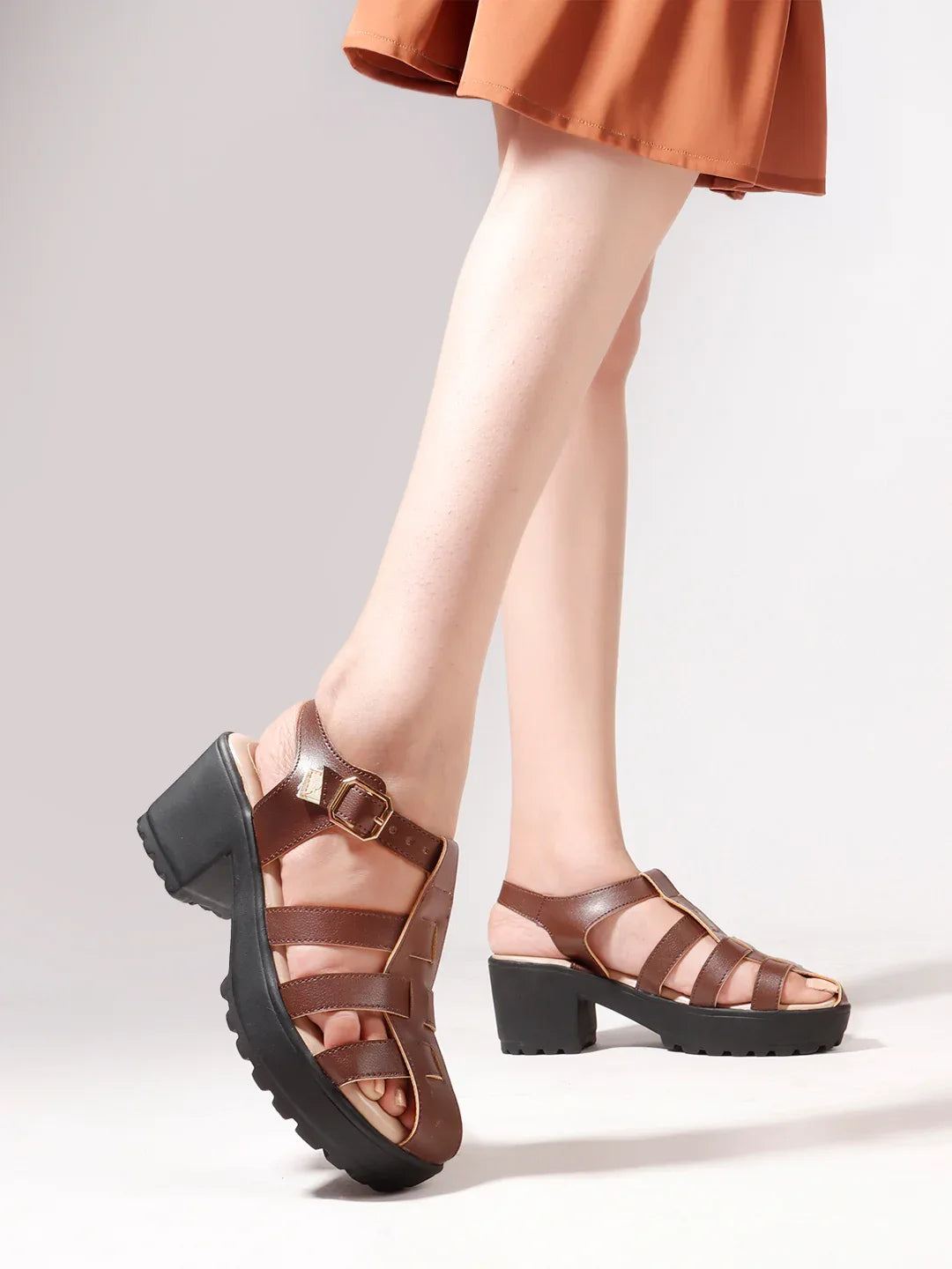 Bold Multi-Strap Casual Heels