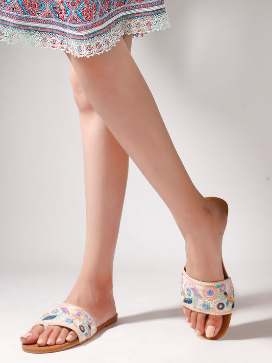 Heritage Embroidery Toe-Ring Flats