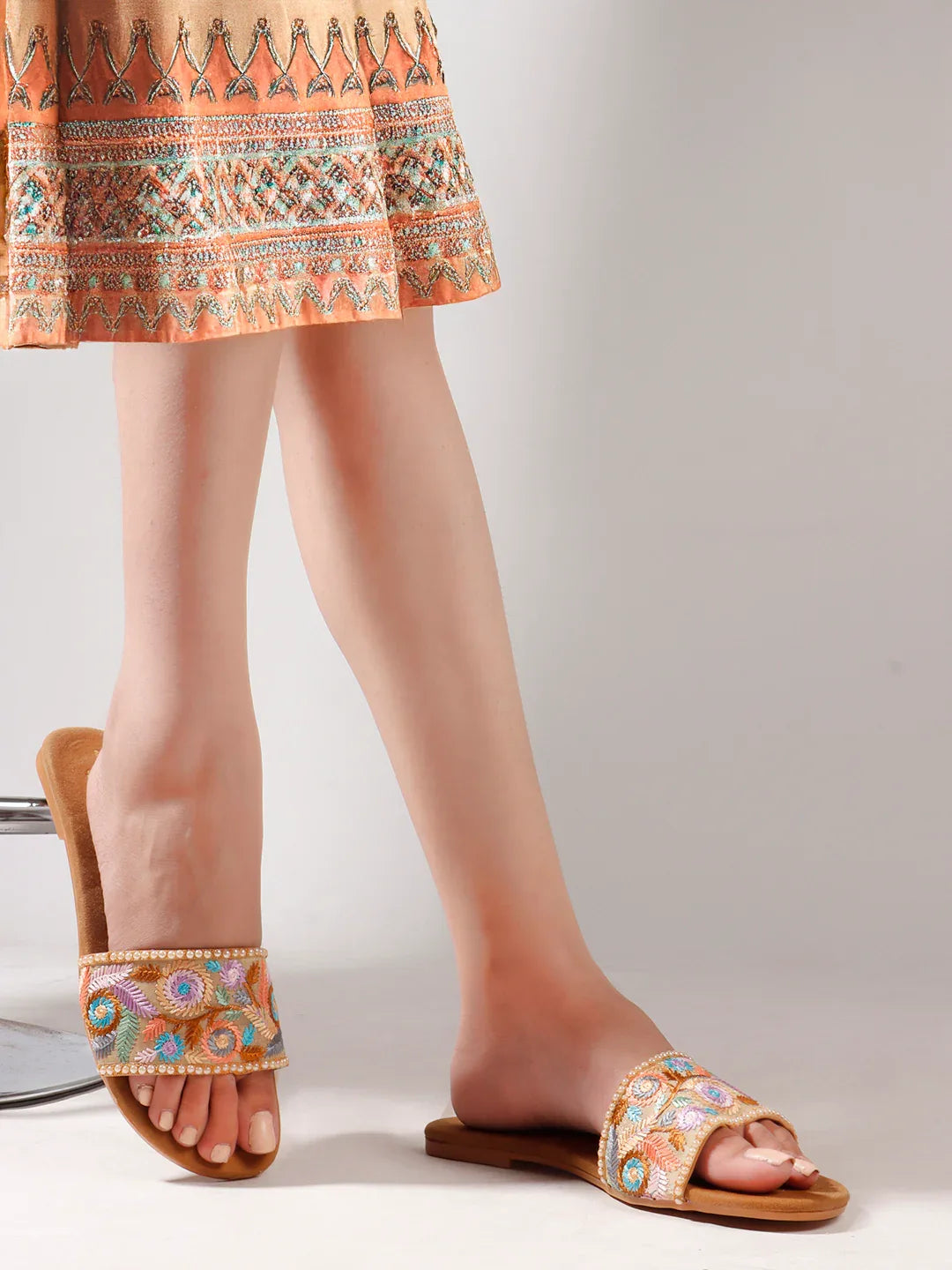 Heritage Embroidery Toe-Ring Flats