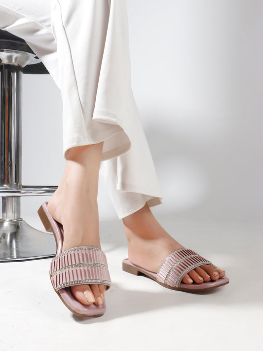 Crystal Band Square-Toe Flats