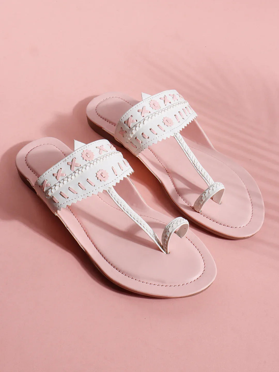 Embroidered Strap Flat Sandals