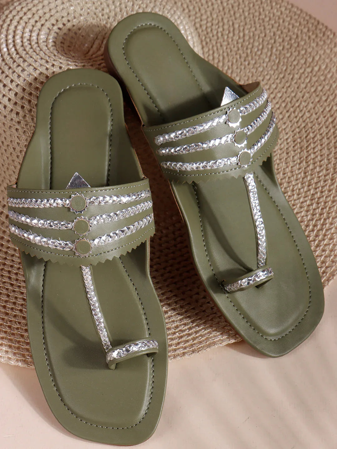 TRYME Comfortable Trendy Kholapuri Slip-On Flat Sandals For Womens And Girls