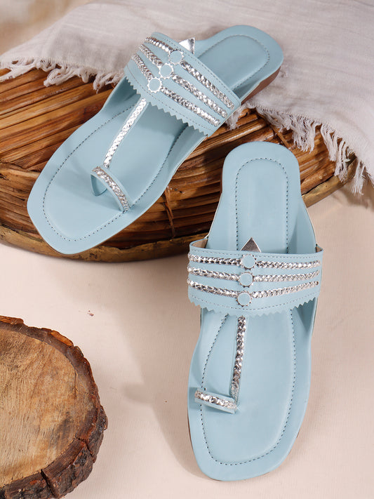 TRYME Comfortable Trendy Kholapuri Slip-On Flat Sandals For Womens And Girls