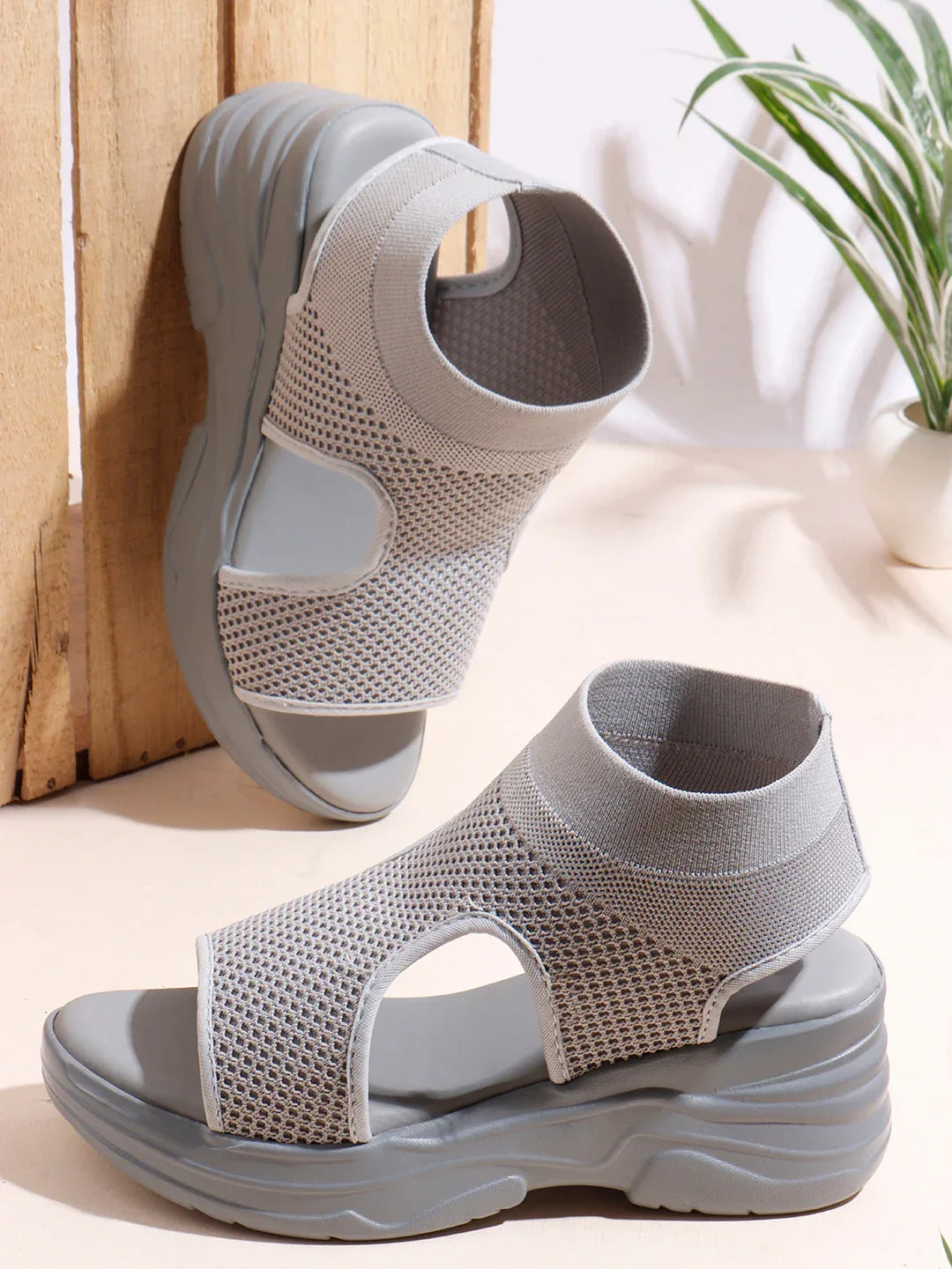 Sock-Style Breathable Platform Sandals