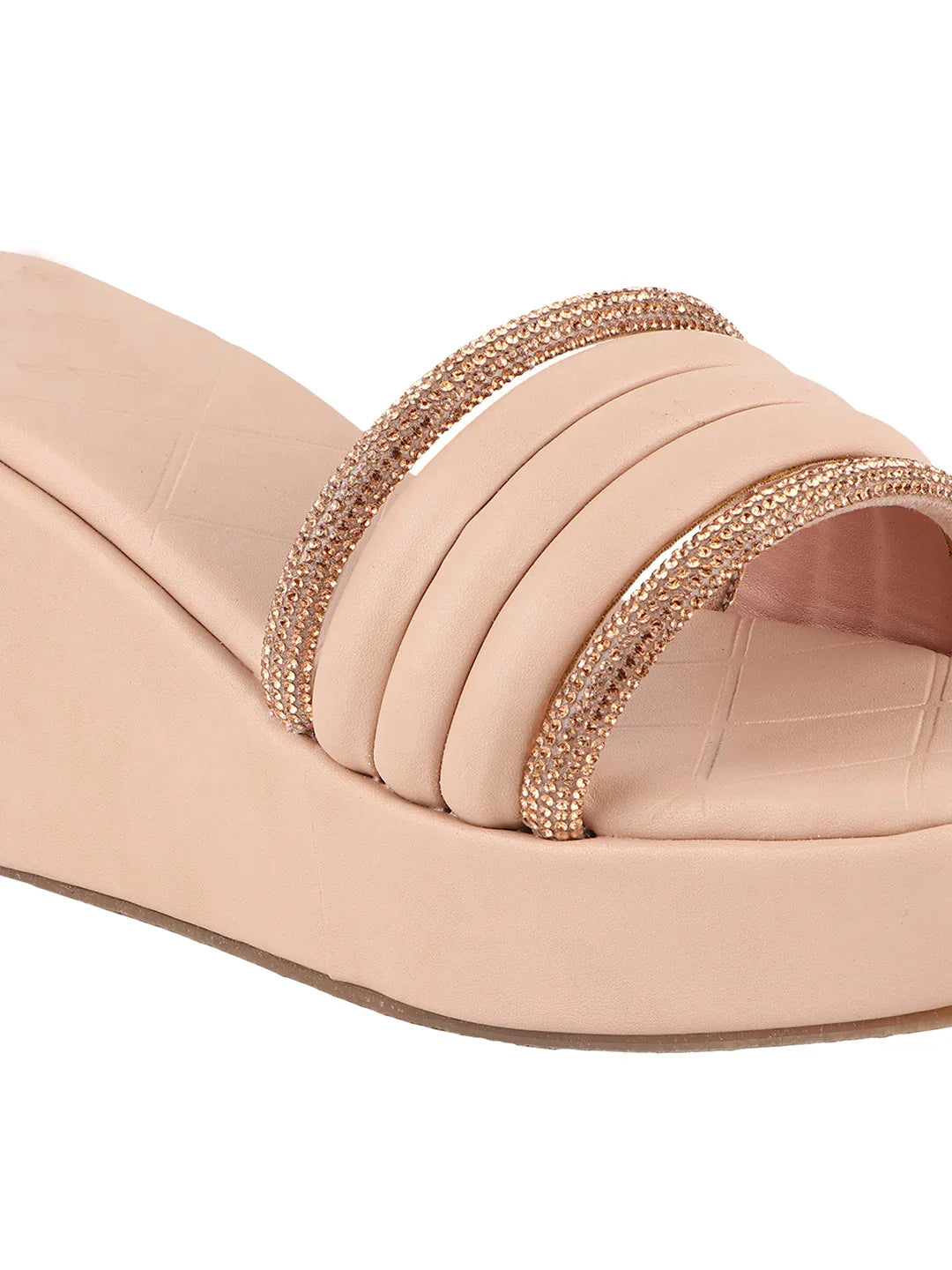 Crystal Strap Wedge Slides