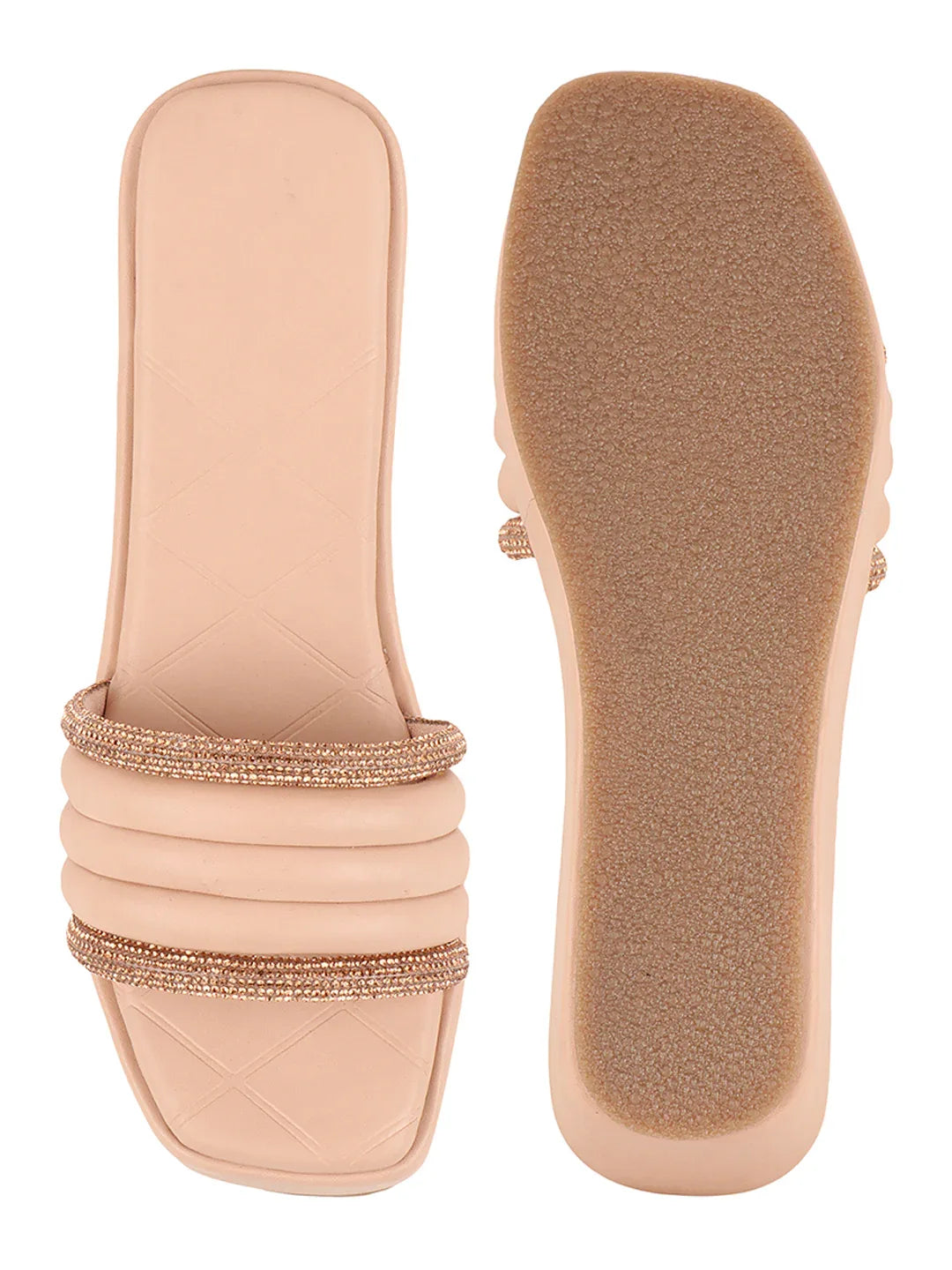 Crystal Strap Wedge Slides