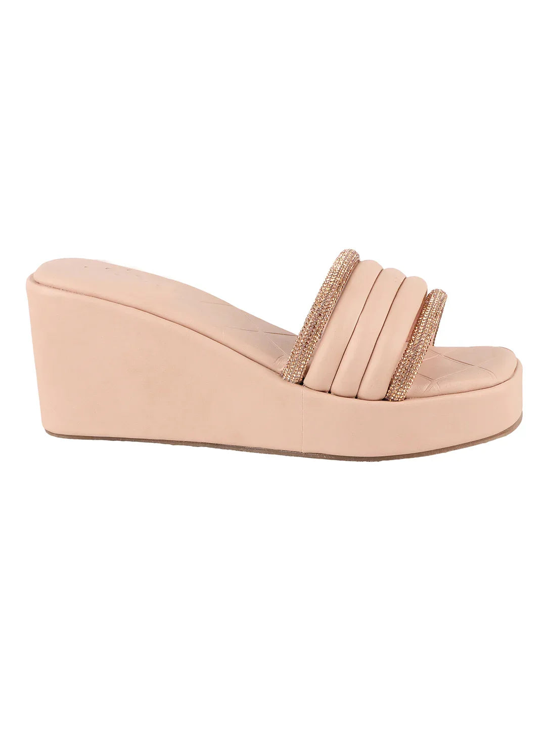 Crystal Strap Wedge Slides