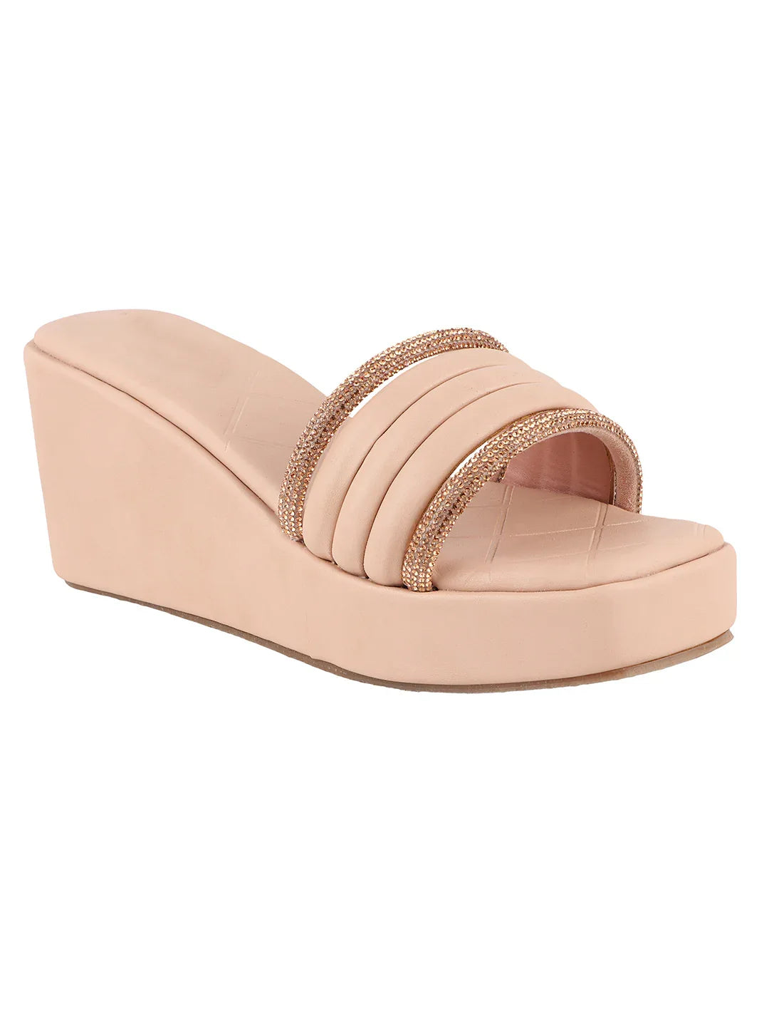Crystal Strap Wedge Slides