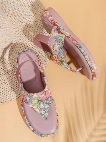 Casual Floral Strap Flat Sandals