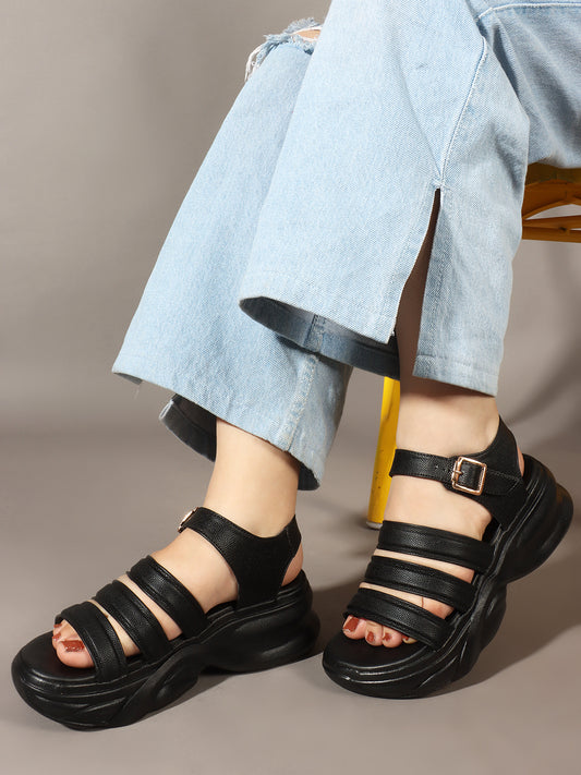 Bold Ankle Strap Comfort Platforms