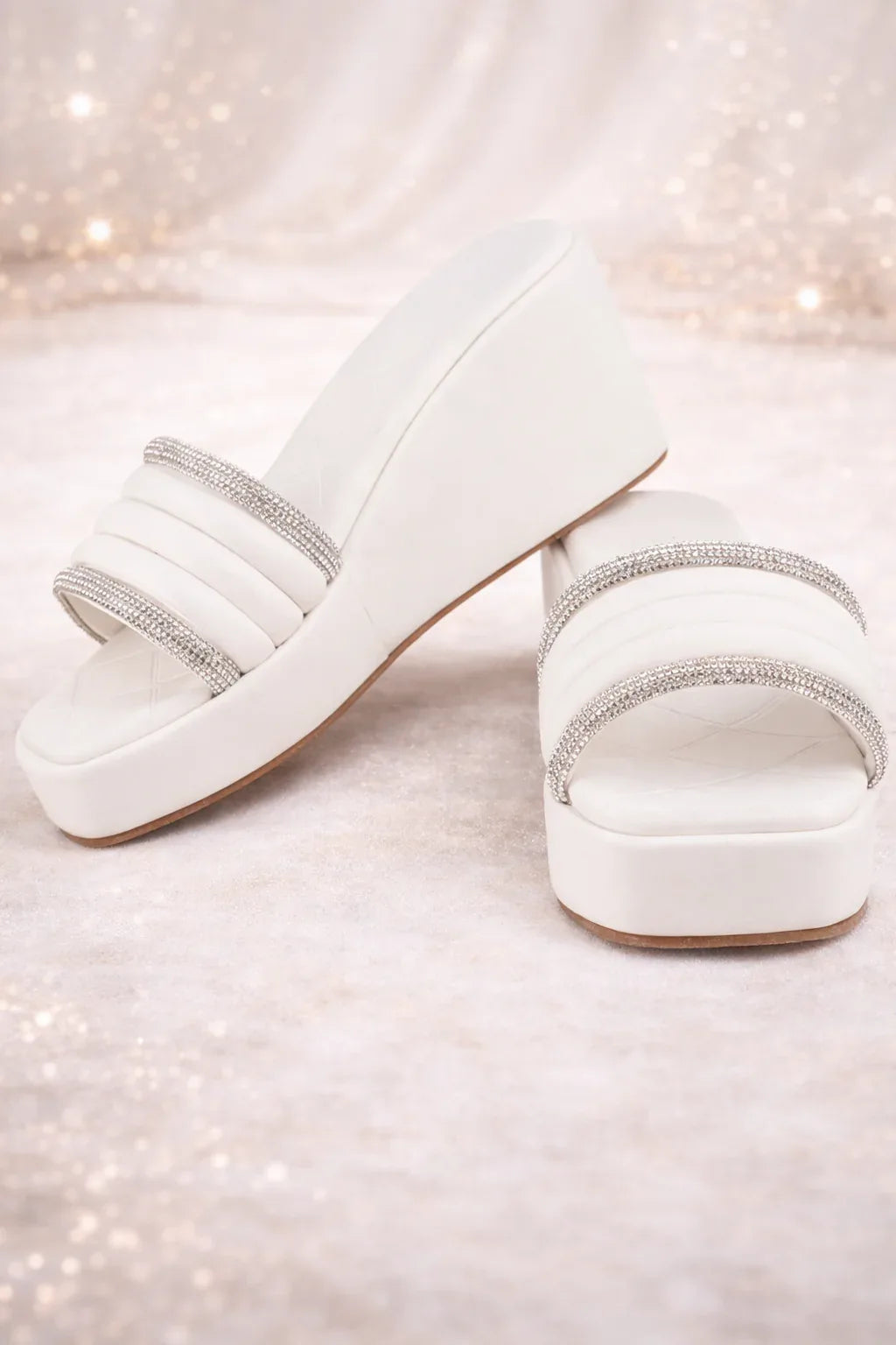 Crystal Strap Wedge Slides