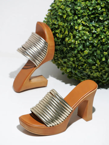 Trendy Open Toe Block Heel Sandals