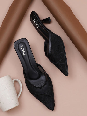 Floral Muse Embroidered Pointed Toe Heel Mules
