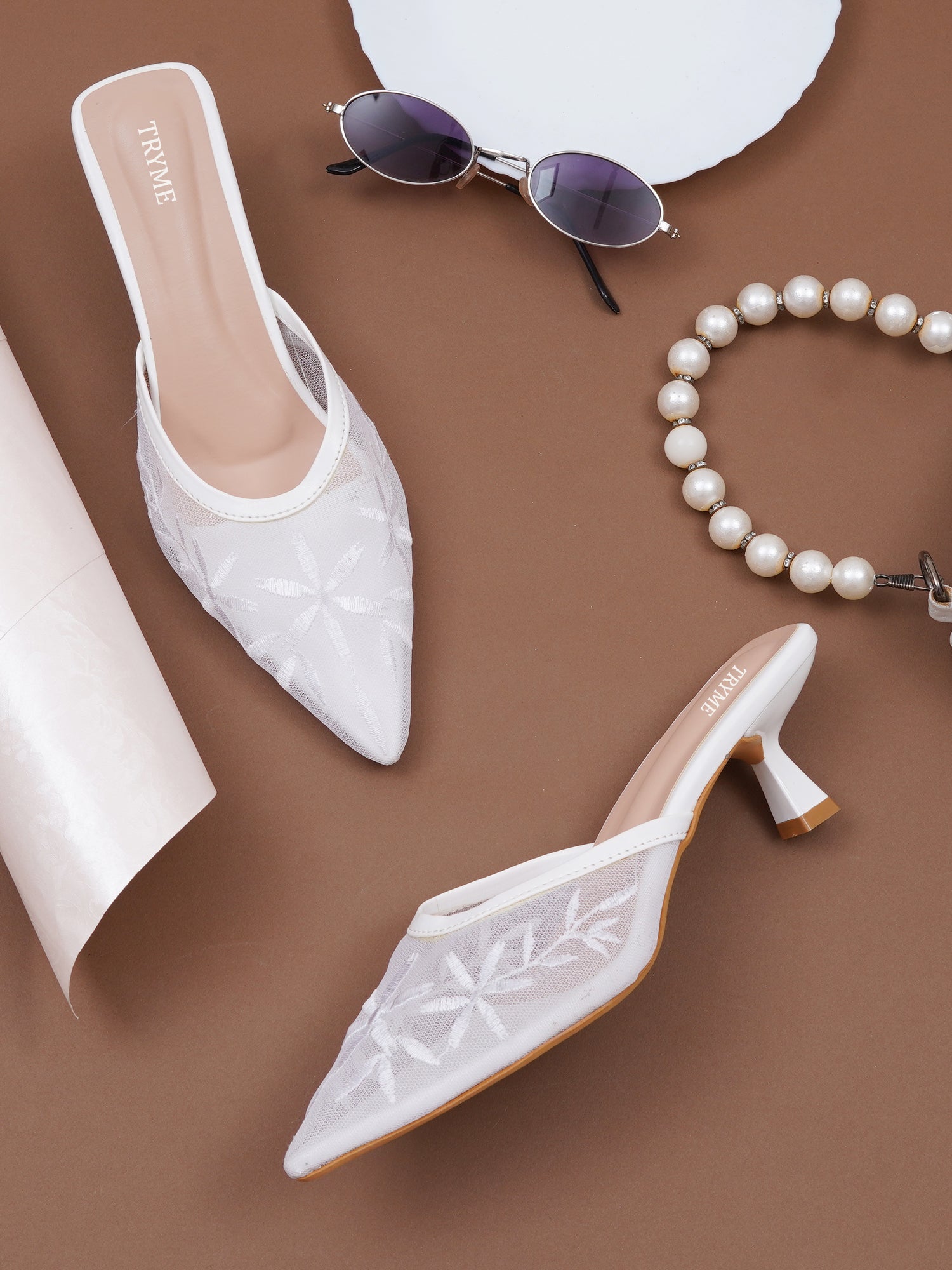 Floral Muse Embroidered Pointed Toe Heel Mules