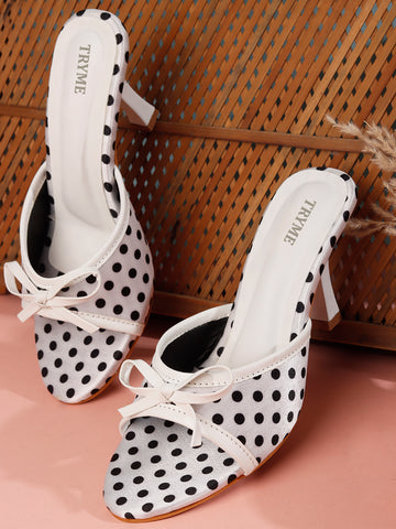 Polka Dot Bow Kitten Heels
