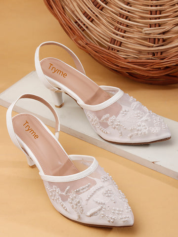 Beaded Bloom Embroidered Party mules Style Heels