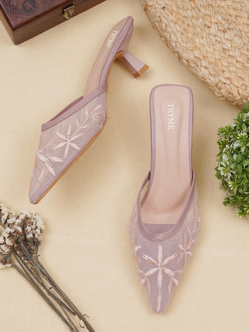 Floral Muse Embroidered Pointed Toe Heel Mules