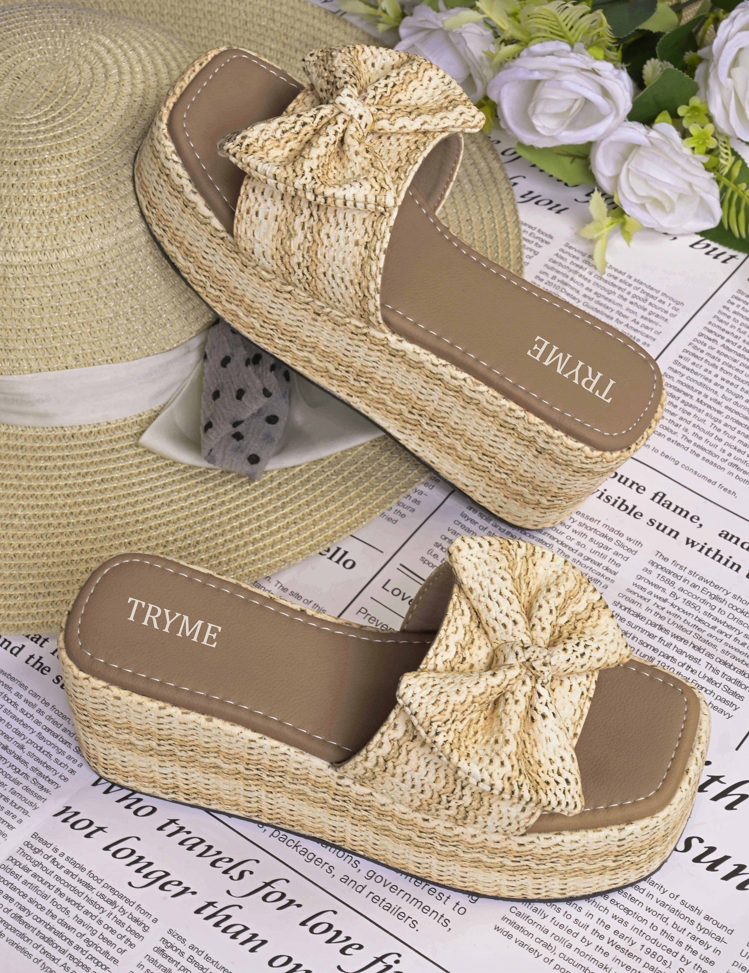 Cozy Knot Knitted Bow Platform Wedge Slides