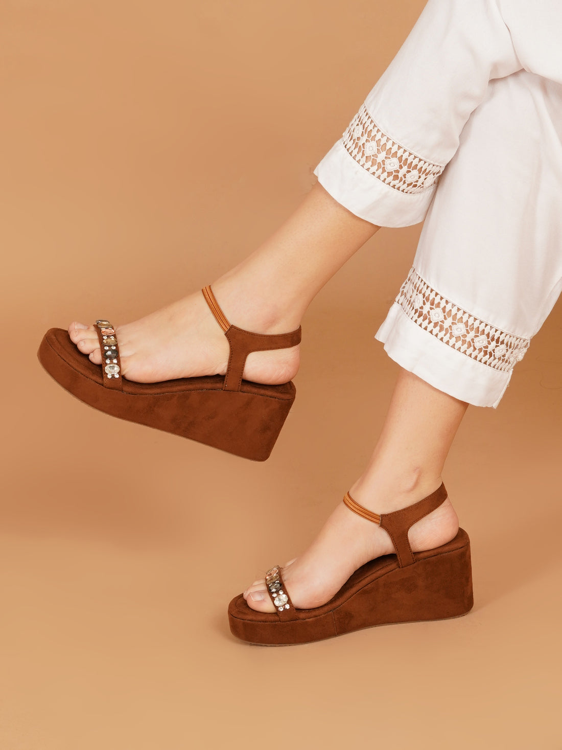Glam Embellished Wedge Heels