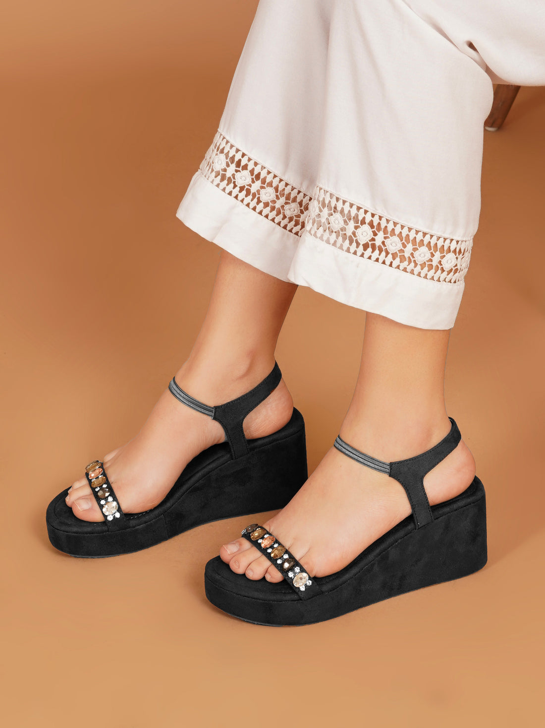 Glam Embellished Wedge Heels