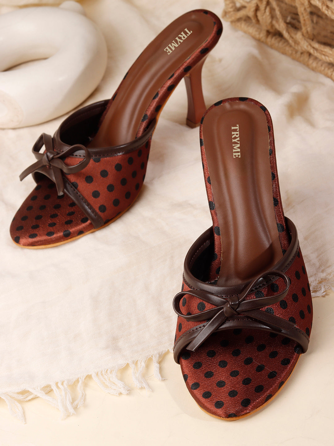 Polka Dot Bow Kitten Heels
