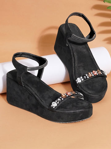 Glam Embellished Wedge Heels