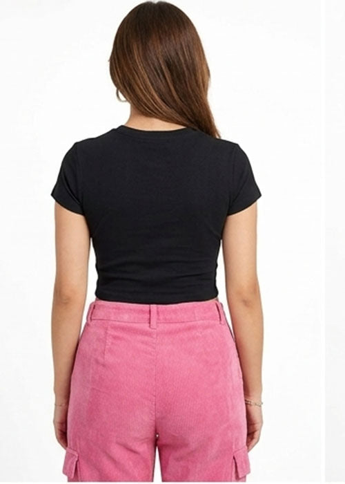 "Don't Hate Me It Turns Me On" Graphic Black Crop Top