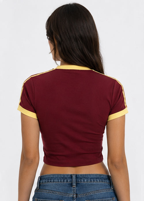 Fitted Portugal Graphic Ringer Crop Tee