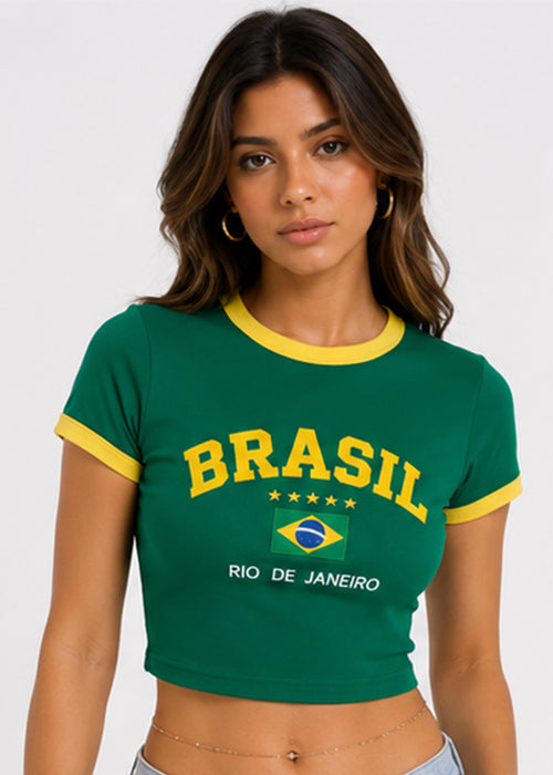 Retro Rio Fitted Crop Top-Green