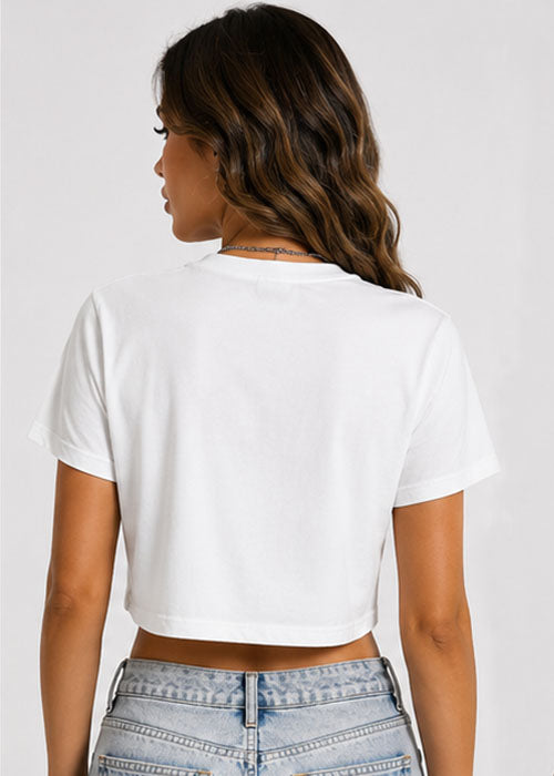 Los Angeles 91 Graphic Oversized Crop T-Shirt – White